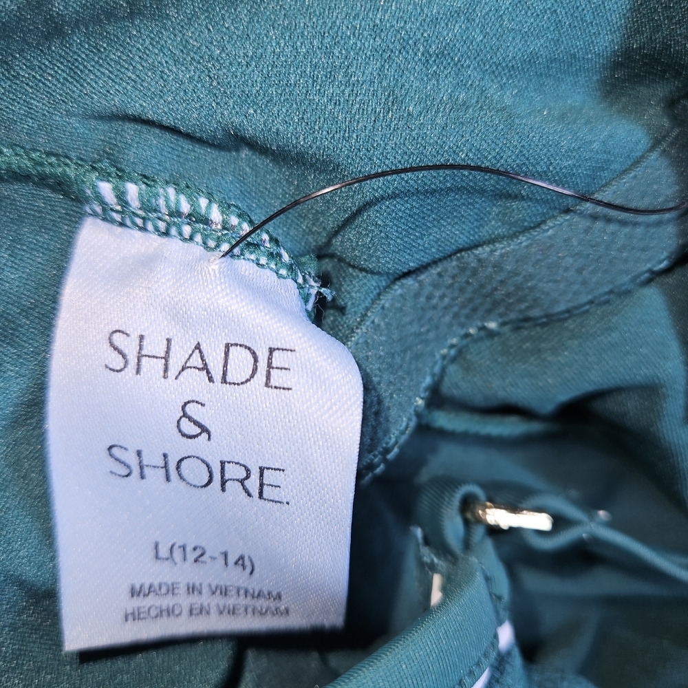 Shade & Shore NWT Green High Leg One Piece Swimsuit Women's Large Cheeky V Neck - Picture 10 of 11